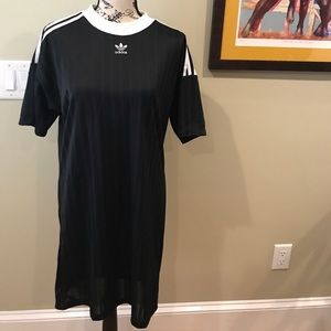 White and black adidas slip dress